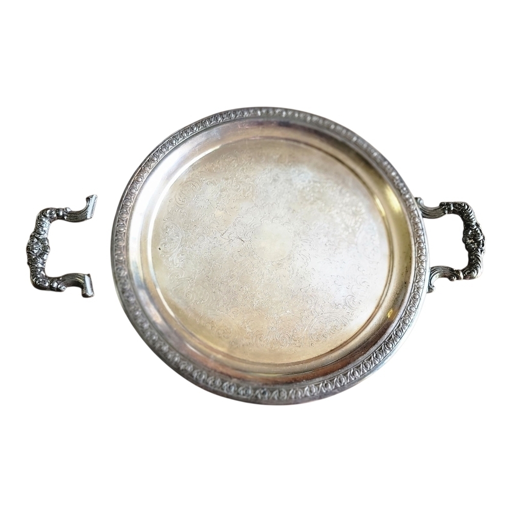 Vintage  1883 F.B. ROGERS SILVER CO.Elegant Silver On Copper Serving Tray